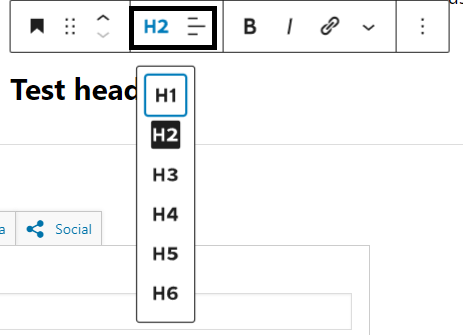 Change the order of heading by click h1 icon