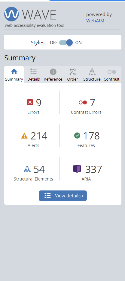 WAVE Chrome Extension Interface
