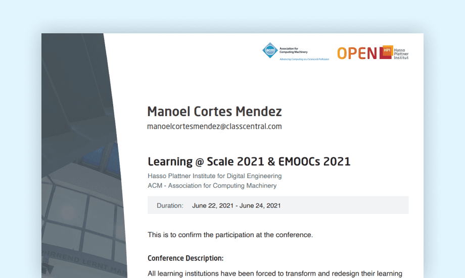 openHPI certificate example